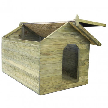 Cușcă câine de grădină, acoperiș detașabil, lemn pin tratat - Img 6