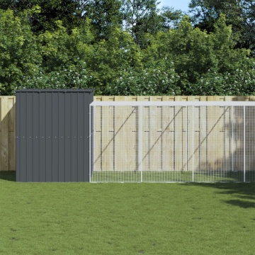 Cușcă de câine cu țarc antracit 214x865x181 cm oțel galvanizat - Img 1