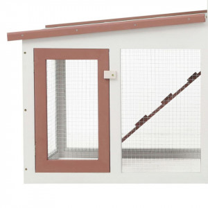 Cușcă exterior pentru iepuri mare maro & alb 204x45x85 cm lemn - Img 4