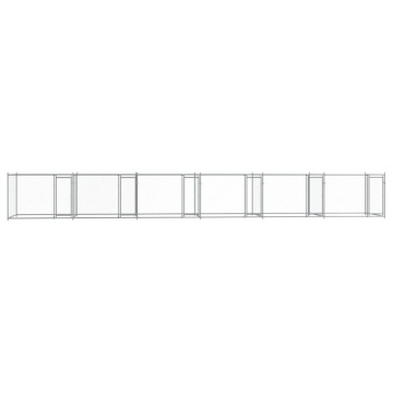 Cușcă pentru câini cu uși, gri, 12x2x1,5 m, oțel galvanizat - Img 4