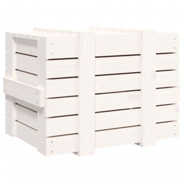 Cutie de depozitare, alb, 58x40,5x42 cm, lemn masiv de pin - Img 5