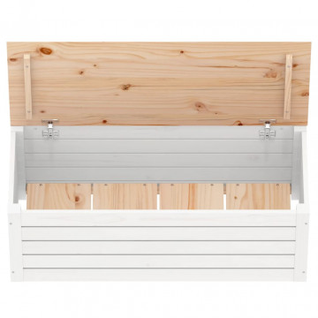 Cutie de depozitare, alb, 89x36,5x33 cm, lemn masiv de pin - Img 7