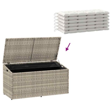 Cutie de depozitare grădină gri deschis 110x50x58 cm polirattan - Img 6