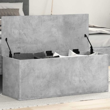 Cutie de depozitare, gri beton, 90x35x35 cm, lemn prelucrat - Img 1