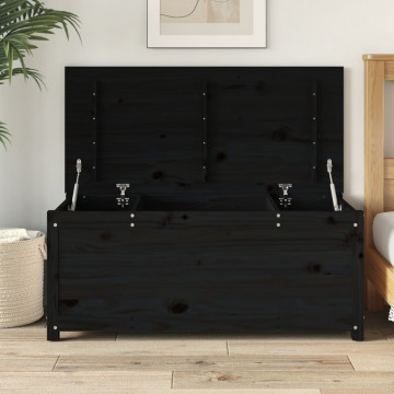 Cutie de depozitare, negru, 110x50x45,5 cm, lemn masiv de pin - Img 1