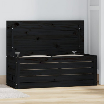 Cutie de depozitare, negru, 89x36,5x33 cm, lemn masiv de pin - Img 1