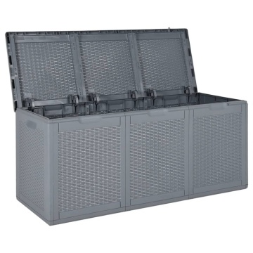 Cutie de depozitare pentru grădină, gri, 270 L, PP ratan - Img 4