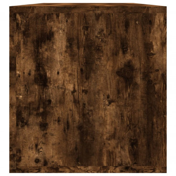 Cutie de depozitare viniluri, stejar fumuriu, 71x34x36 cm, lemn - Img 6