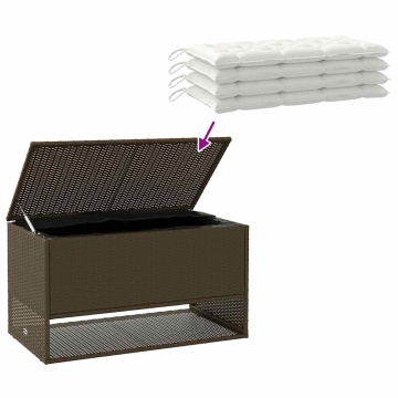 Cutie de perne de exterior maro 100x55x55,5 cm Poly Rattan - Img 6