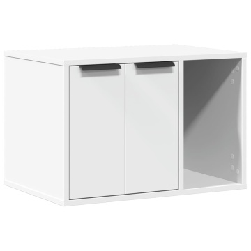 Cutie litieră pisici alb 60x40x40 cm lemn prelucrat - Img 2