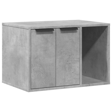 Cutie litieră pisici gri beton 60x40x40 cm lemn prelucrat - Img 2