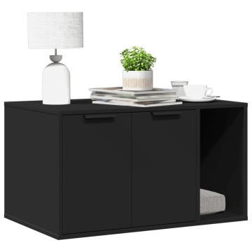 Cutie litieră pisici negru 80x50x45 cm lemn prelucrat - Img 1