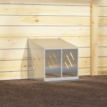 Cutie pentru pui cu 2 compartimente, metal argintiu galvanizat - Img 4