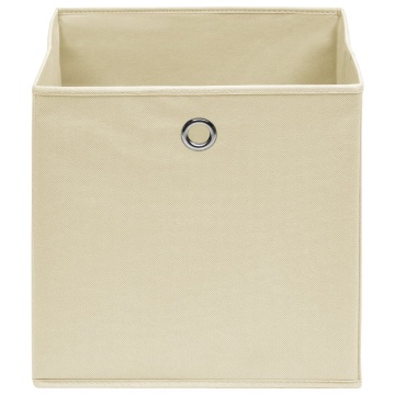 Cutii de depozitare, 10 buc., crem, 32x32x32 cm, textil - Img 3