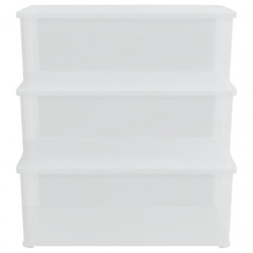 Cutii de depozitare din plastic, 3 buc., 10 L, stivuibile - Img 3