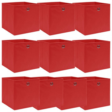 Cutii depozitare, 10 buc, roșu, 32x32x32 cm, textil - Img 1
