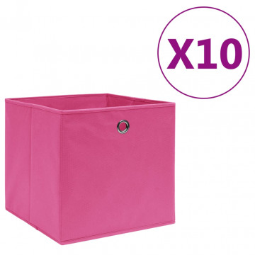 Cutii depozitare, 10 buc., roz, 28x28x28 cm, material nețesut - Img 1