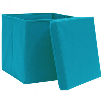 Cutii depozitare cu capace, 10 buc., albastru, 28x28x28 cm - Img 2