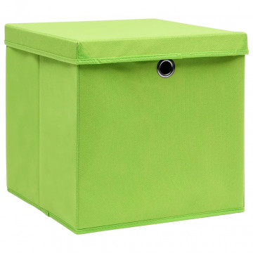 Cutii depozitare cu capace 10 buc. verde, 32x32x32 cm, textil - Img 2