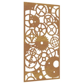 Decor perete grădină 105x55 cm design roți zimțare oțel Corten - Img 2