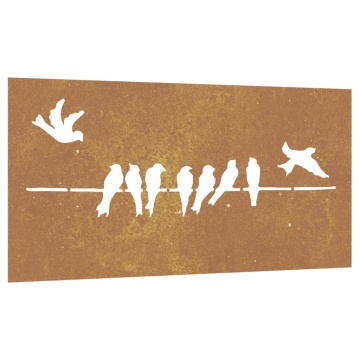 Decorațiune perete grădină 105x55 cm design păsări oțel Corten - Img 2