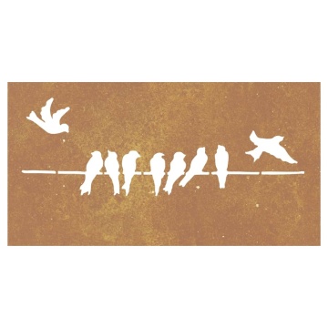 Decorațiune perete grădină 105x55 cm design păsări oțel Corten - Img 4