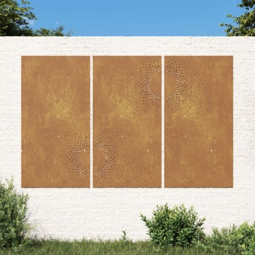 Decorațiuni perete de grădină 3 buc. 105x55cm oțel corten soare - Img 1