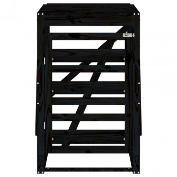 Depozitare coș de gunoi negru 84x90x128,5 cm lemn masiv de pin - Img 8