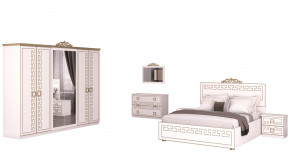Dormitor olimp bianco, dulap 261 cm, pat 160 x 200, 2 noptiere, comoda - Img 3