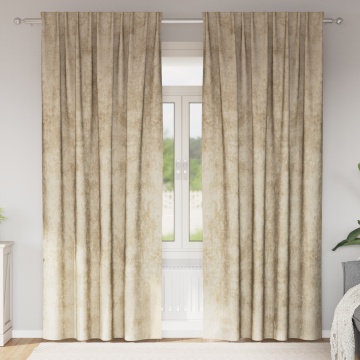 Draperii 2 buc cu buzunare pentru baghetă crem 245x140 cm - Img 1