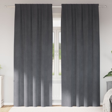 Draperii blackout cu bandă superioară 2 bucăți Gri deschis catifea - Img 1