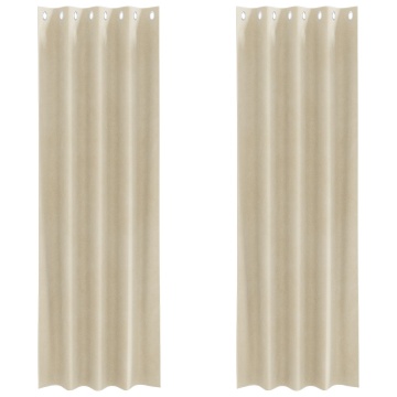 Draperii blackout cu inele 2 buc Crem Catifea - Img 2
