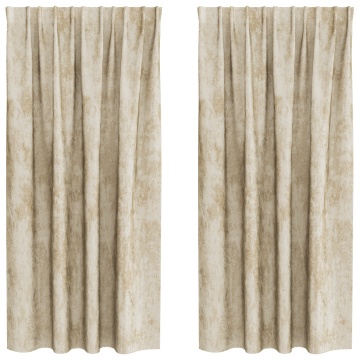 Draperii din Catifea 2 piese cu buzunare pentru baghetă crem 175x140 cm - Img 2