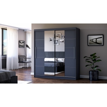 Dressing Radu cu oglinda, 180x200x61 cm, gri antracit - Img 1