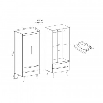 Dulap artizan stejar Scandi SC11 80 cm 2D2S - Img 2