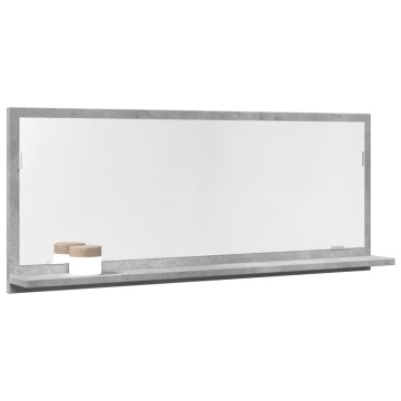 Dulap baie cu oglindă, gri beton, 90x11x37 cm, lemn prelucrat - Img 1