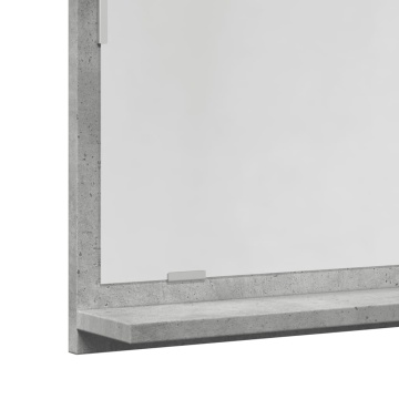 Dulap baie cu oglindă, gri beton, 90x11x37 cm, lemn prelucrat - Img 6