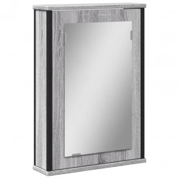 Dulap baie cu oglindă gri sonoma 42x12x60 cm lemn compozit - Img 2