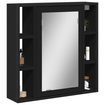 Dulap baie cu oglindă negru 60x16x60 cm lemn compozit - Img 1