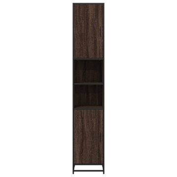 Dulap baie, stejar maro, 35x37,5x188,5 cm, lemn prelucrat/metal - Img 8