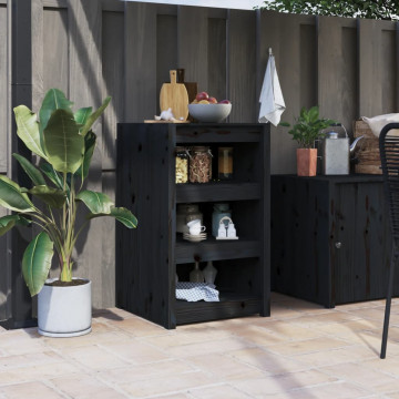 Dulap bucătărie de exterior negru, 55x55x92 cm, lemn masiv pin - Img 1