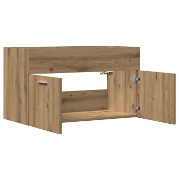 Dulap chiuvetă baie, stejar artizanal 80x38,5x46 cm lemn - Img 6
