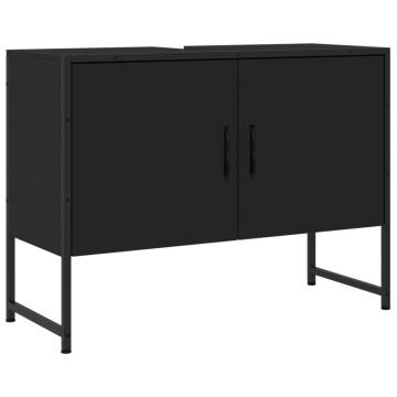 Dulap chiuveta de baie, negru, 80x33x60 cm, lemn compozit - Img 2