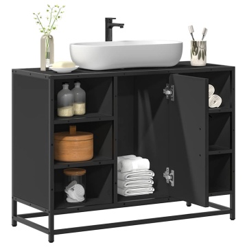 Dulap chiuveta de baie, negru, 80x33x60 cm, lemn compozit - Img 1