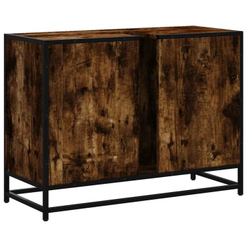 Dulap chiuveta de baie stejar fumuriu 80x33x60 cm lemn compozit - Img 7