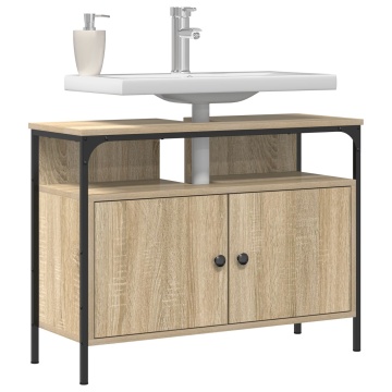 Dulap chiuvetă de baie stejar sonoma 80x30x60 cm lemn prelucrat - Img 3
