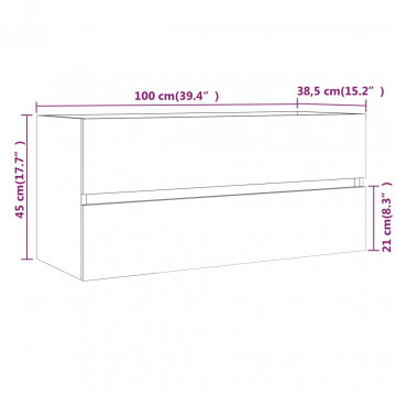 Dulap chiuvetă, stejar maro, 100x38,5x45 cm, lemn prelucrat - Img 7