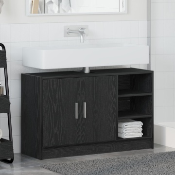 Dulap chiuvetă Stejar negru 90x29x55 cm Lemn prelucrat - Img 3