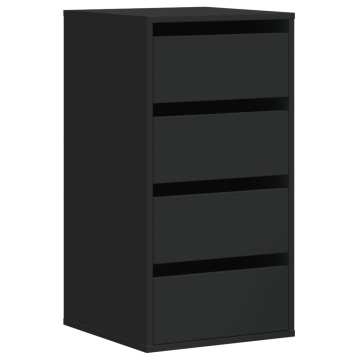 Dulap colț cu sertare negru 40x41x76 cm lemn prelucrat - Img 2