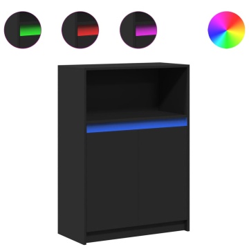 Dulap cu LED, negru, 72x34x100 cm, lemn prelucrat - Img 2